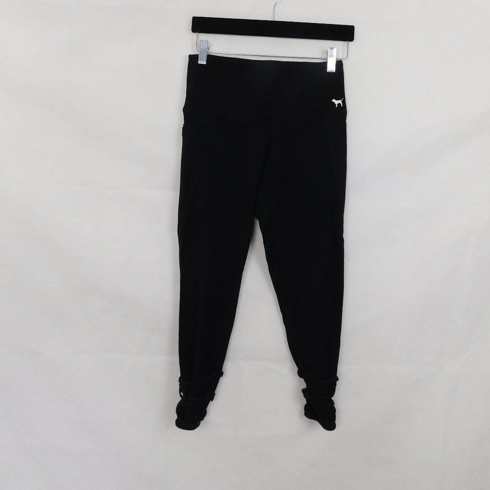 VS PINK Black Leggings Criss Cross Crop